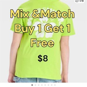 Girls Size L 10-12 SmileyWorld Short Sleeve Neon Lime Green Yellow Kids Tee NEW